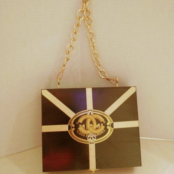 Suenos de Saundra Upcycled Collection, Casa Fernandez Black Cigar Box, Purse - Picture 1 of 7